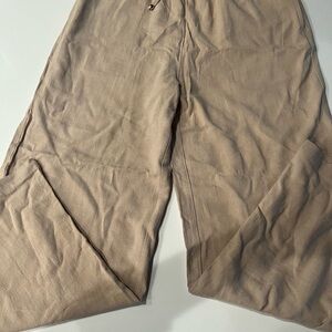 Lillusory Women’s Tan Drawstring Linen Blend Pants Size Small NWT